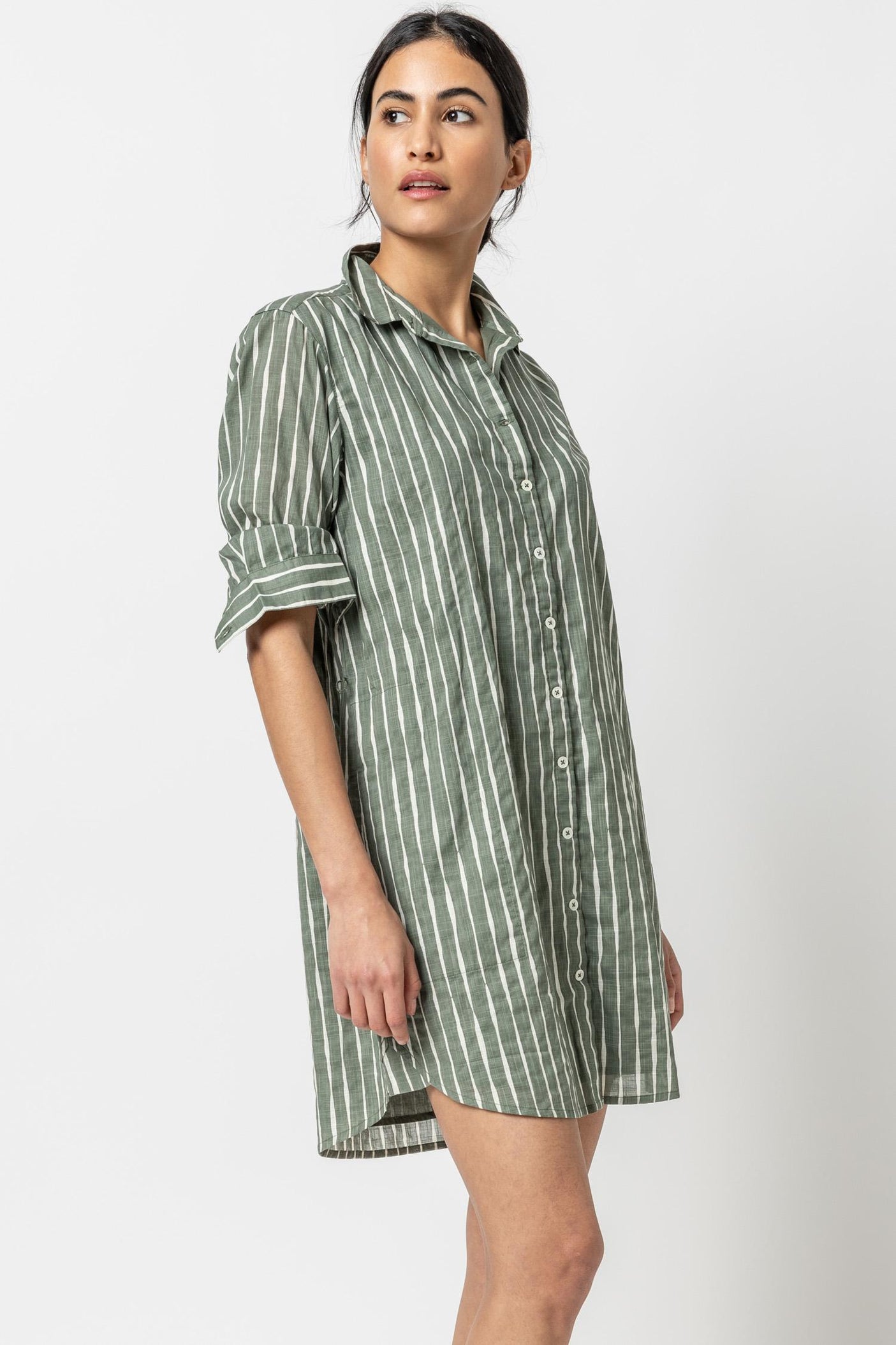 Women's Long-Sleeve Poplin Shirt Dress