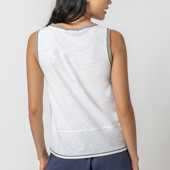 Contrast Color Crewneck Tank Womens Top White A2