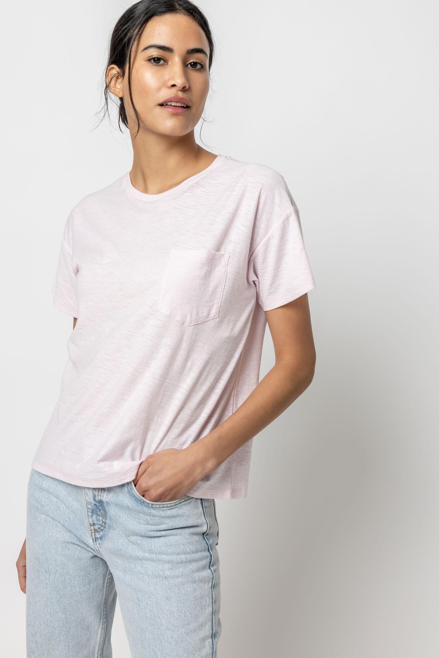 Short Sleeve Pocket Tee Womens Top Petal A1