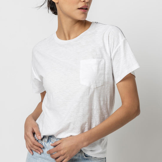 Short Sleeve Pocket Tee Womens Top White A1