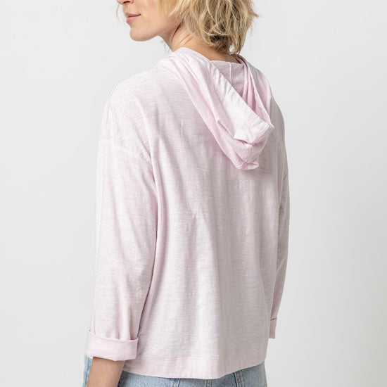 Relaxed 3/4 Sleeve Hoodie Womens Top Petal A3