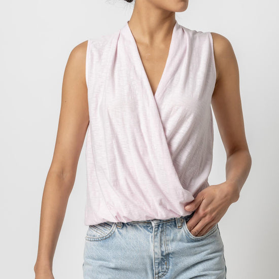 Sleeveless Faux Wrap Womens Top Petal A1