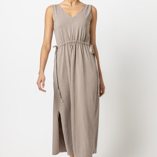 Drawcord Waist Maxi Dress Womens Dress Driftwood A2