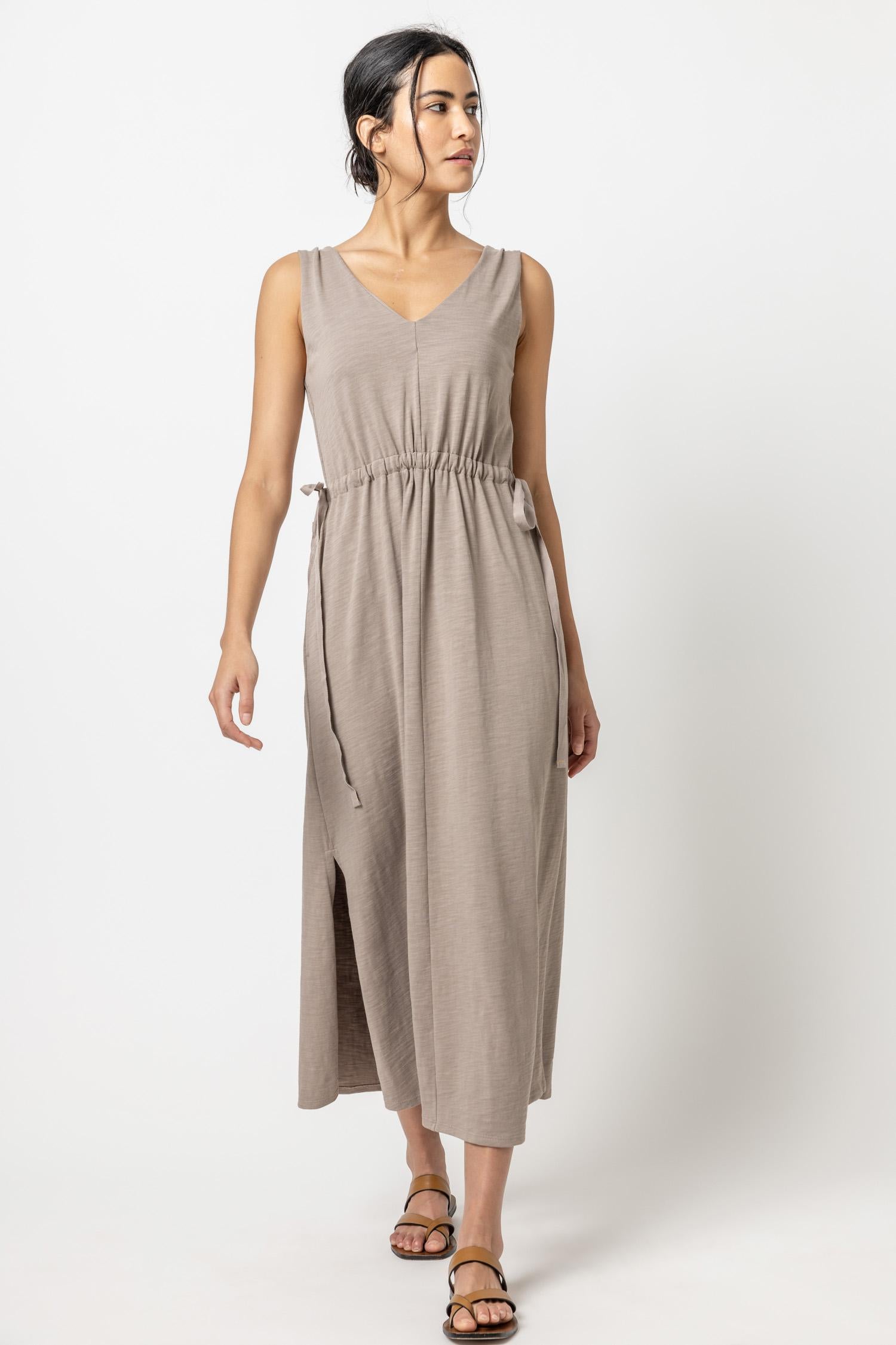 Drawcord Waist Maxi Dress Womens Dress Driftwood A2