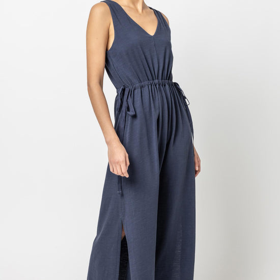 Drawcord Waist Maxi Dress Womens Dress Navy A1