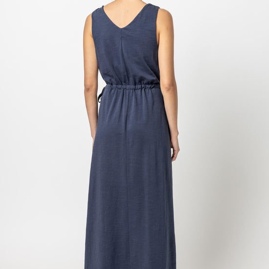 Drawcord Waist Maxi Dress Womens Dress Navy A2