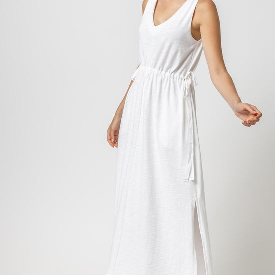 Drawcord Waist Maxi Dress Womens Dress White A2