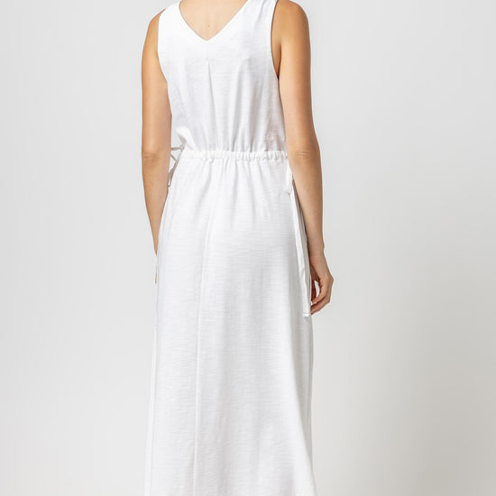 Drawcord Waist Maxi Dress Womens Dress White A3