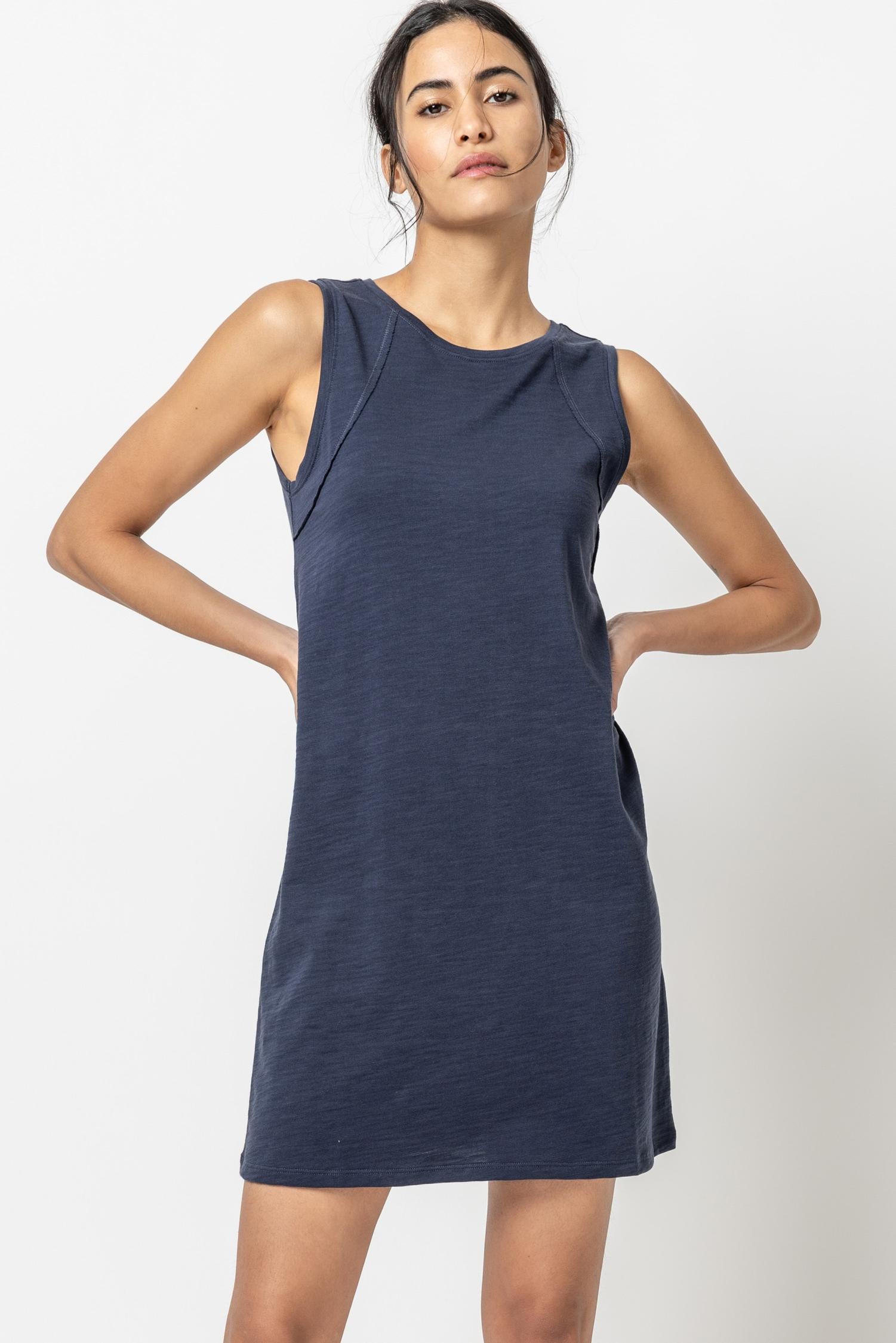 Seamed Tank Dress Womens Dress Navy A2