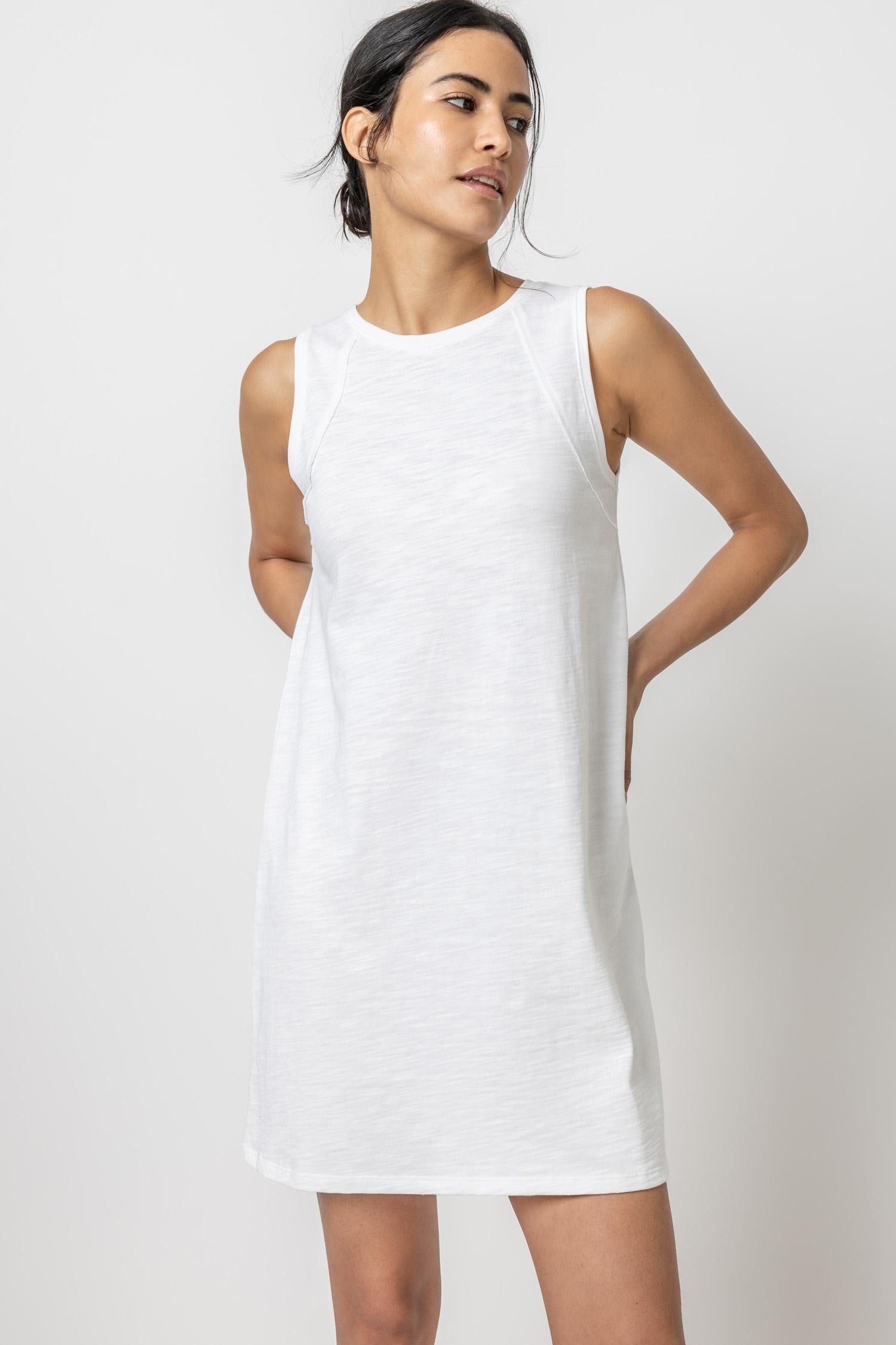 Seamed Tank Dress Womens Dress White A1