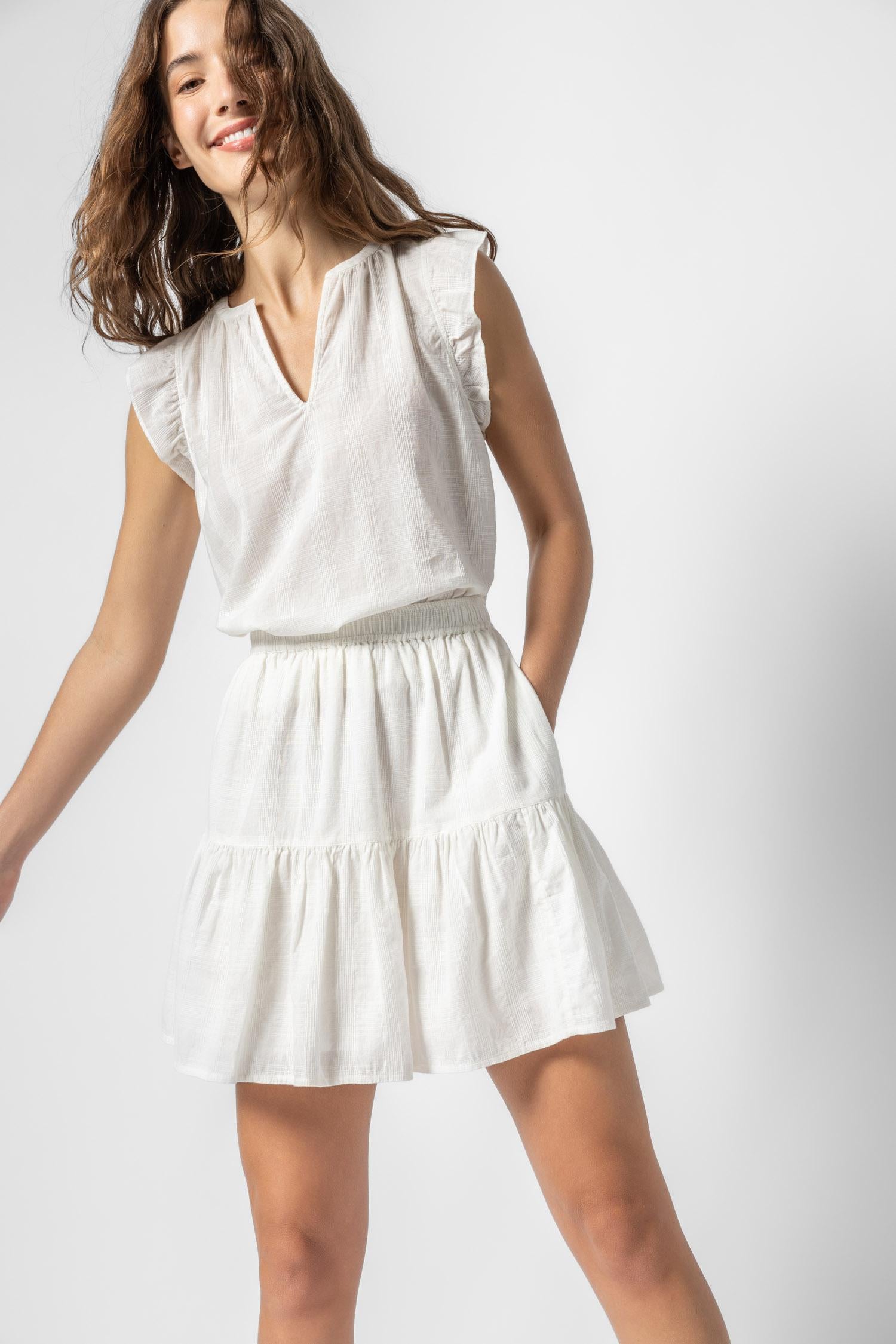 Tiered Short Skirt Womens Skirt White A3