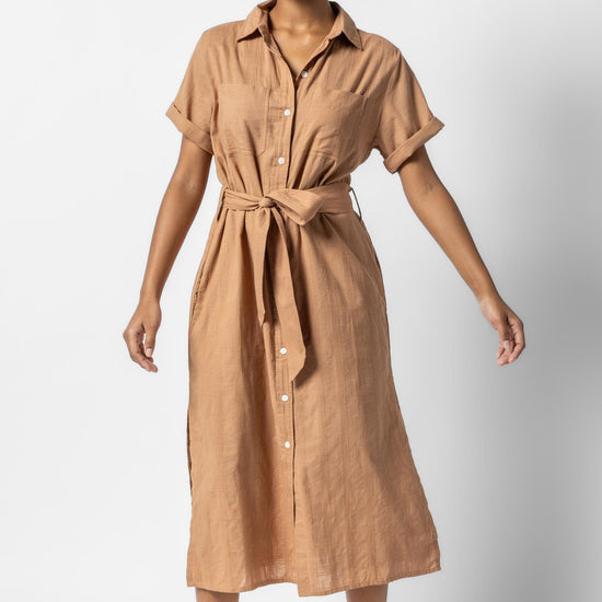 Belted Shirt Dress Womens Dress Beechwood A1