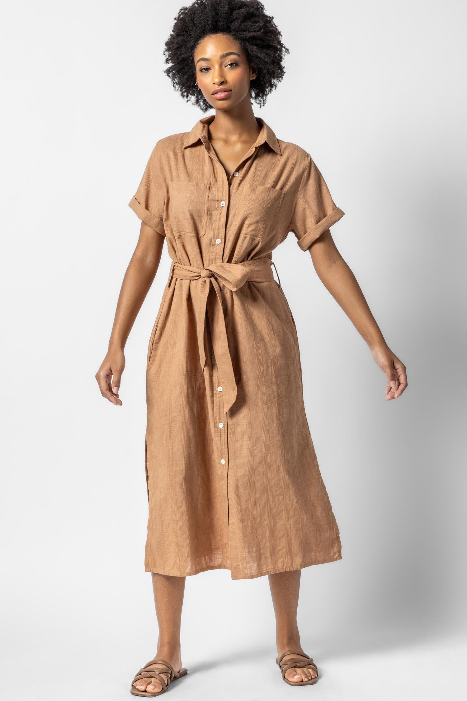 Belted Shirt Dress Womens Dress Beechwood A1