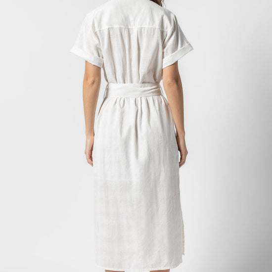 Belted Shirt Dress Womens Dress White A3