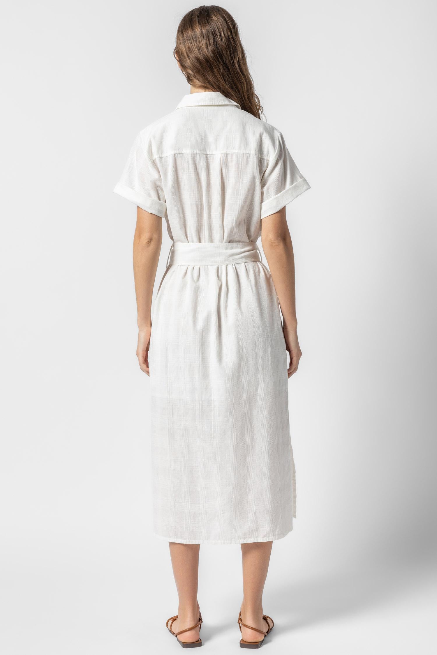 Belted Shirt Dress Womens Dress White A3