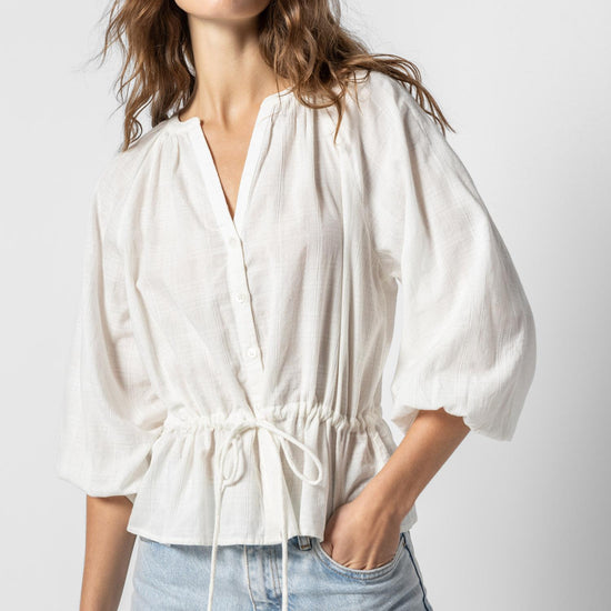 Tie Waist Button Down Womens Top White A1