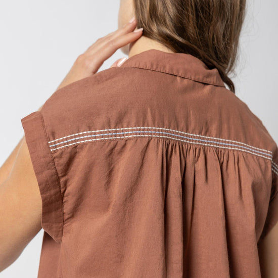 Easy Yoke Blouse Womens Top Burnt Sienna A2