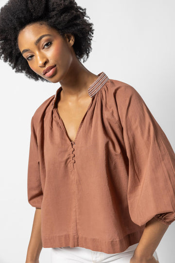 Easy Button Raglan Womens Top Burnt Sienna A1