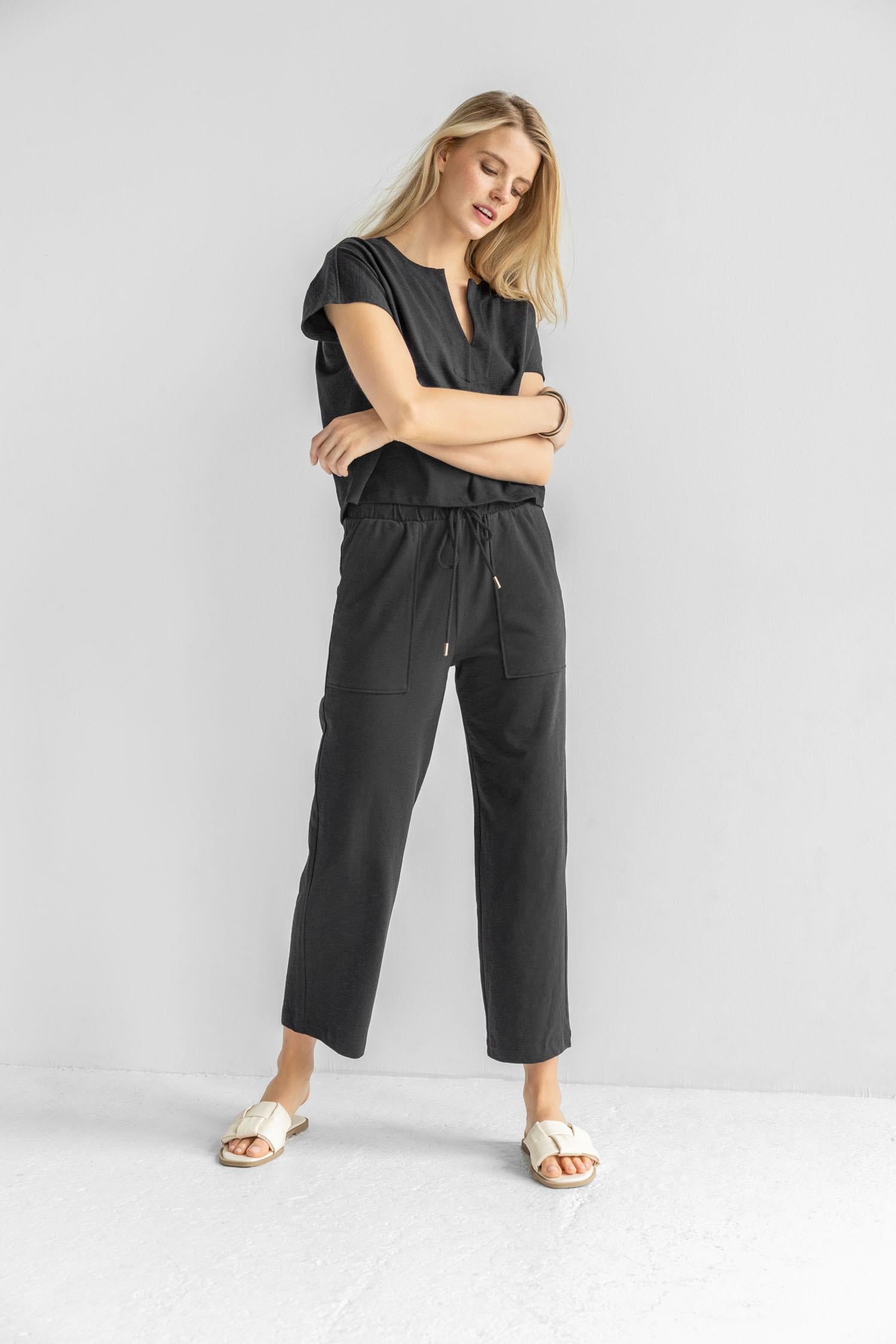 Cropped Pull On Pant Womens Pant Black C2