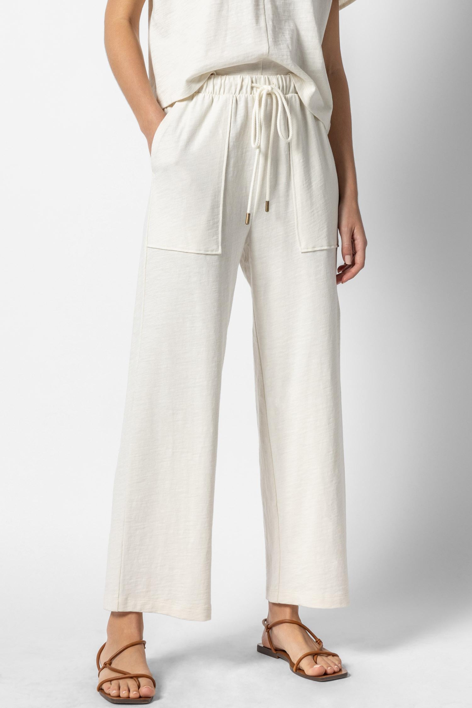 Cropped Pull On Pant Womens Pant Ecru A1