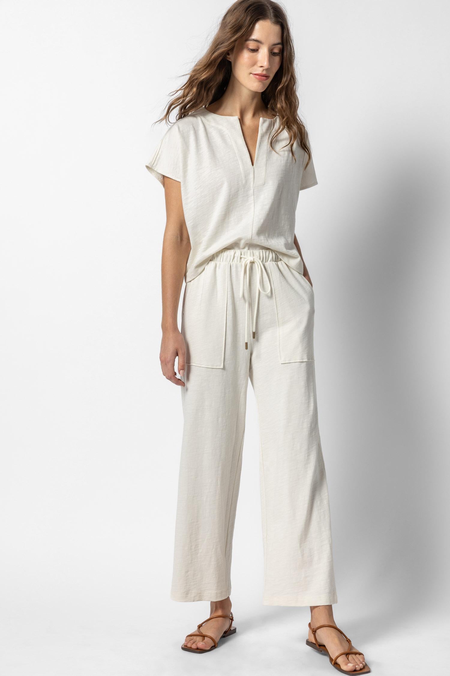 Cropped Pull On Pant Womens Pant Ecru A3