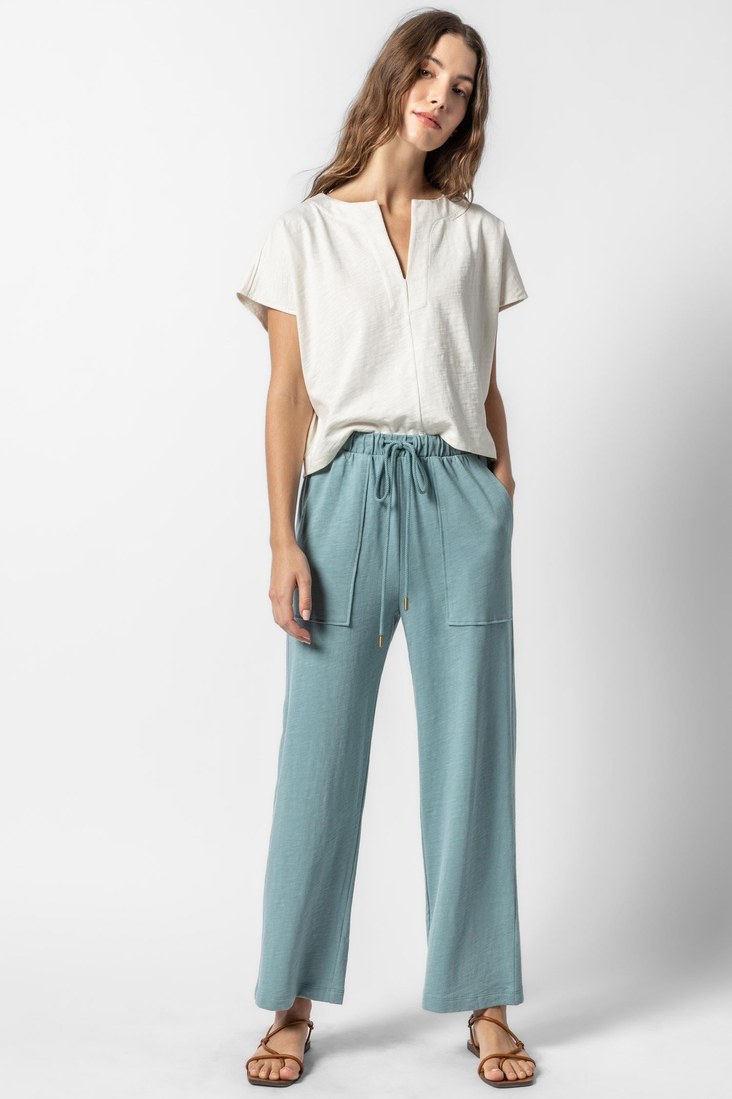 Cropped Pull On Pant Womens Pant Seagreen A3