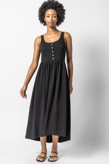 Hi-Low Maxi Tank Dress Womens Dress Black A1