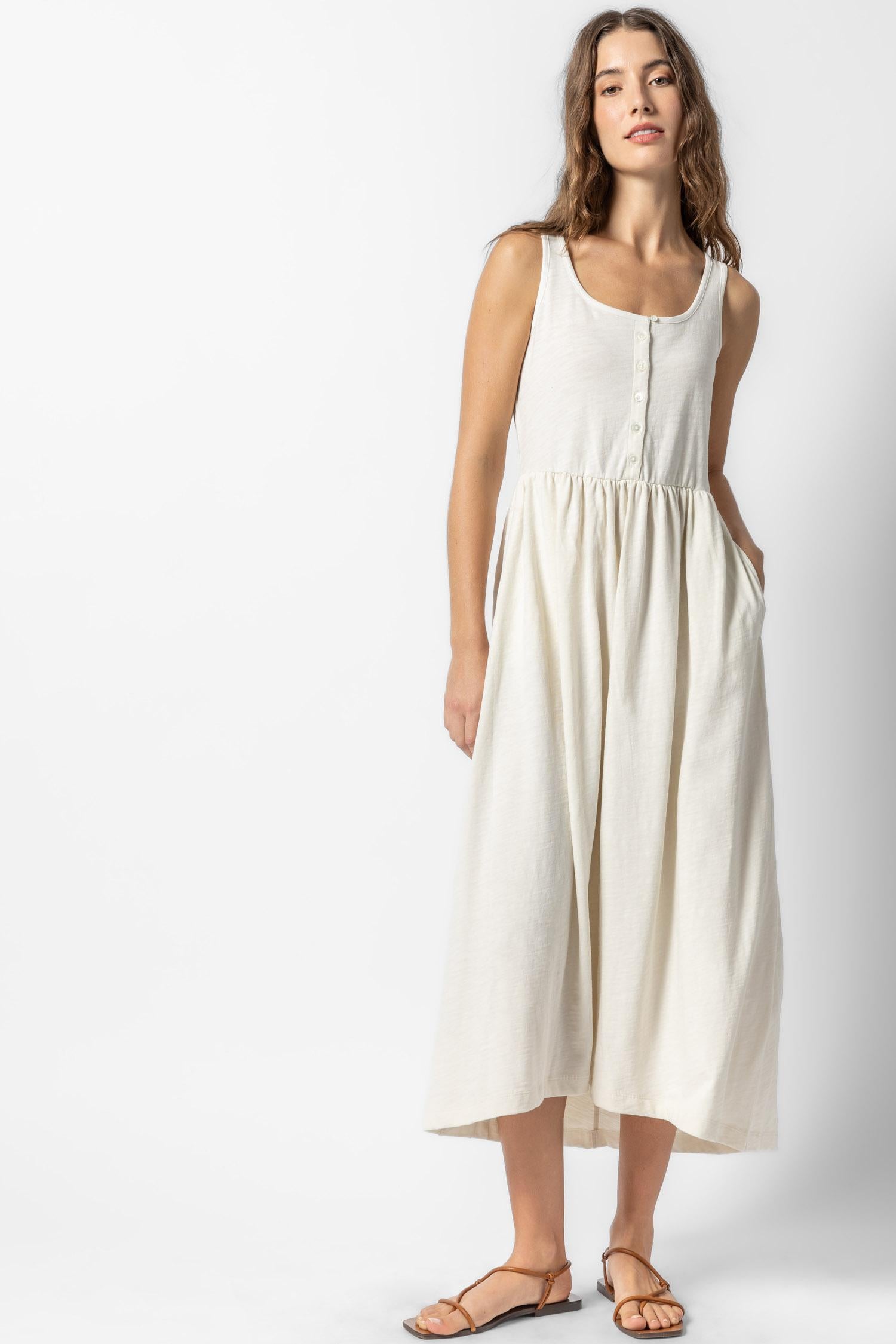 Hi-Low Maxi Tank Dress Womens Dress Ecru A2