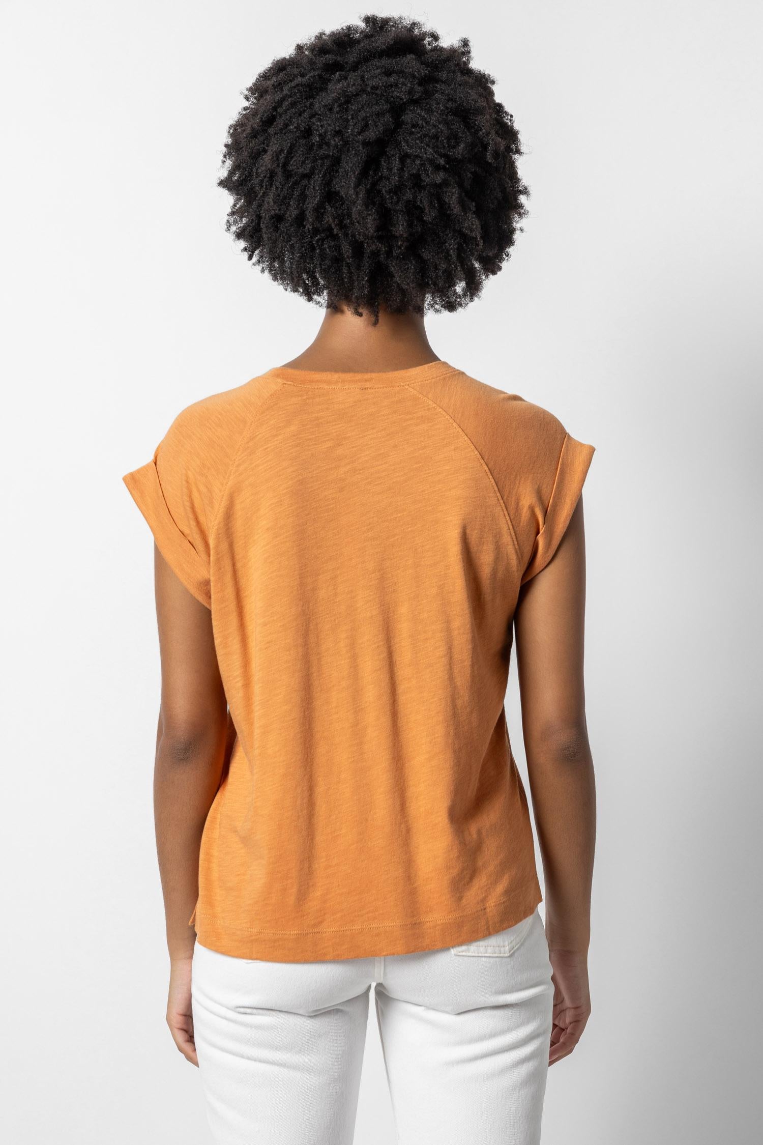 Boxy Cuffed Sleeve Crewneck Womens Top Honey A2