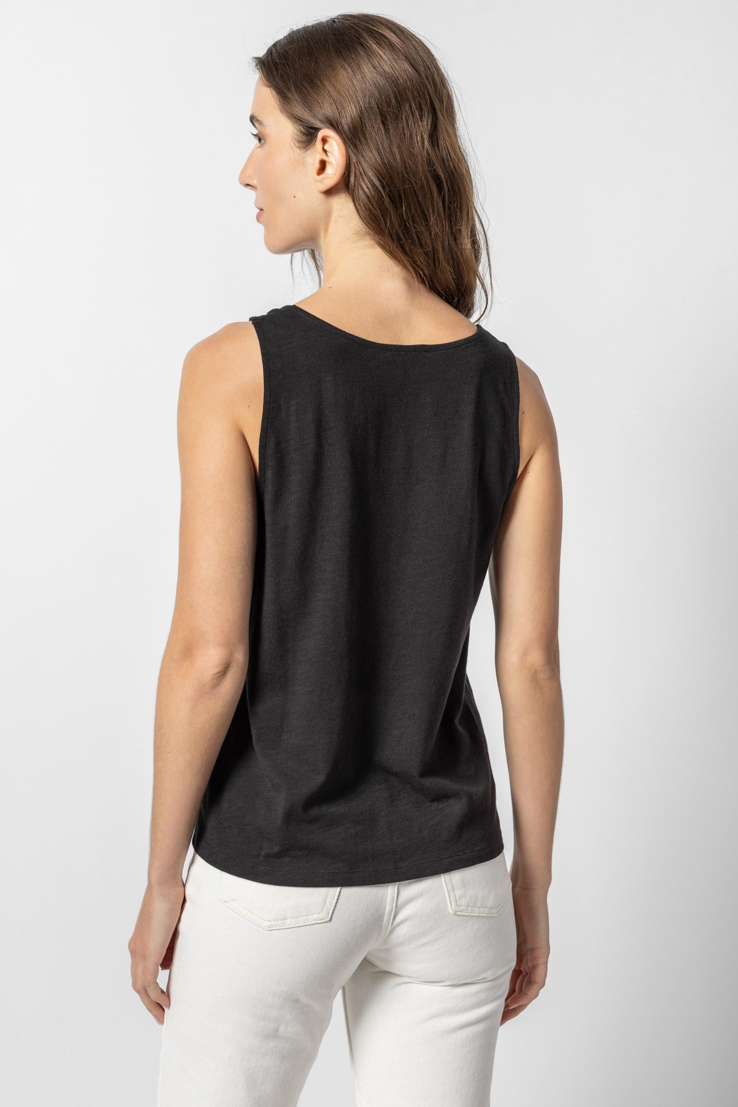 Knot Strap Tank Womens Top Black A2