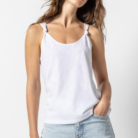 Knot Strap Tank Womens Top White A1