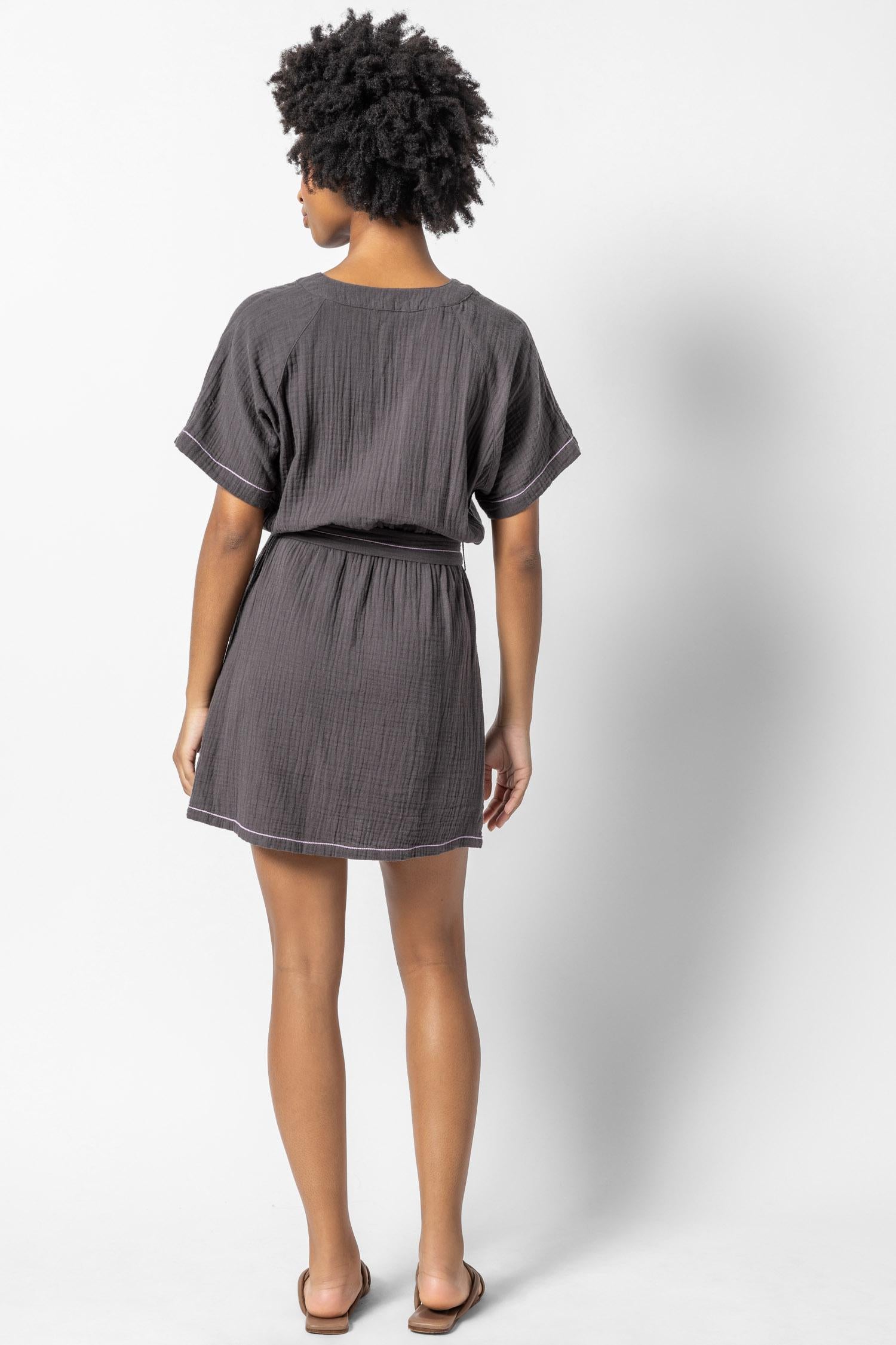 Belted Split Neck Dress Womens Dress Stingray A2