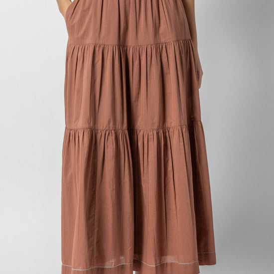 Tiered Maxi Skirt Womens Skirt Burnt Sienna A1