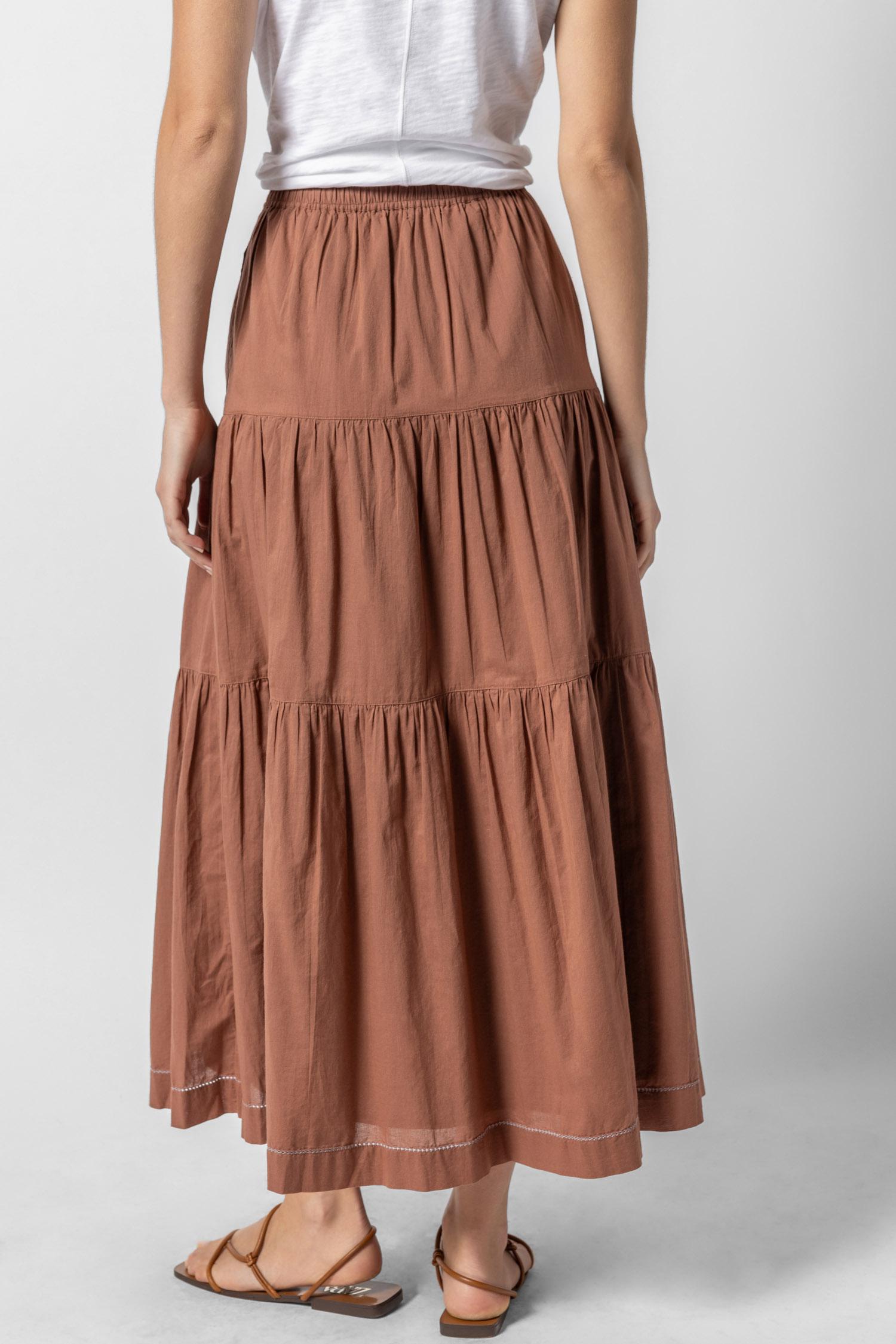 Tiered Maxi Skirt Womens Skirt Burnt Sienna A2