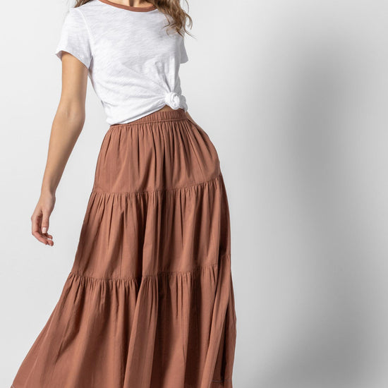 Tiered Maxi Skirt Womens Skirt Burnt Sienna A4