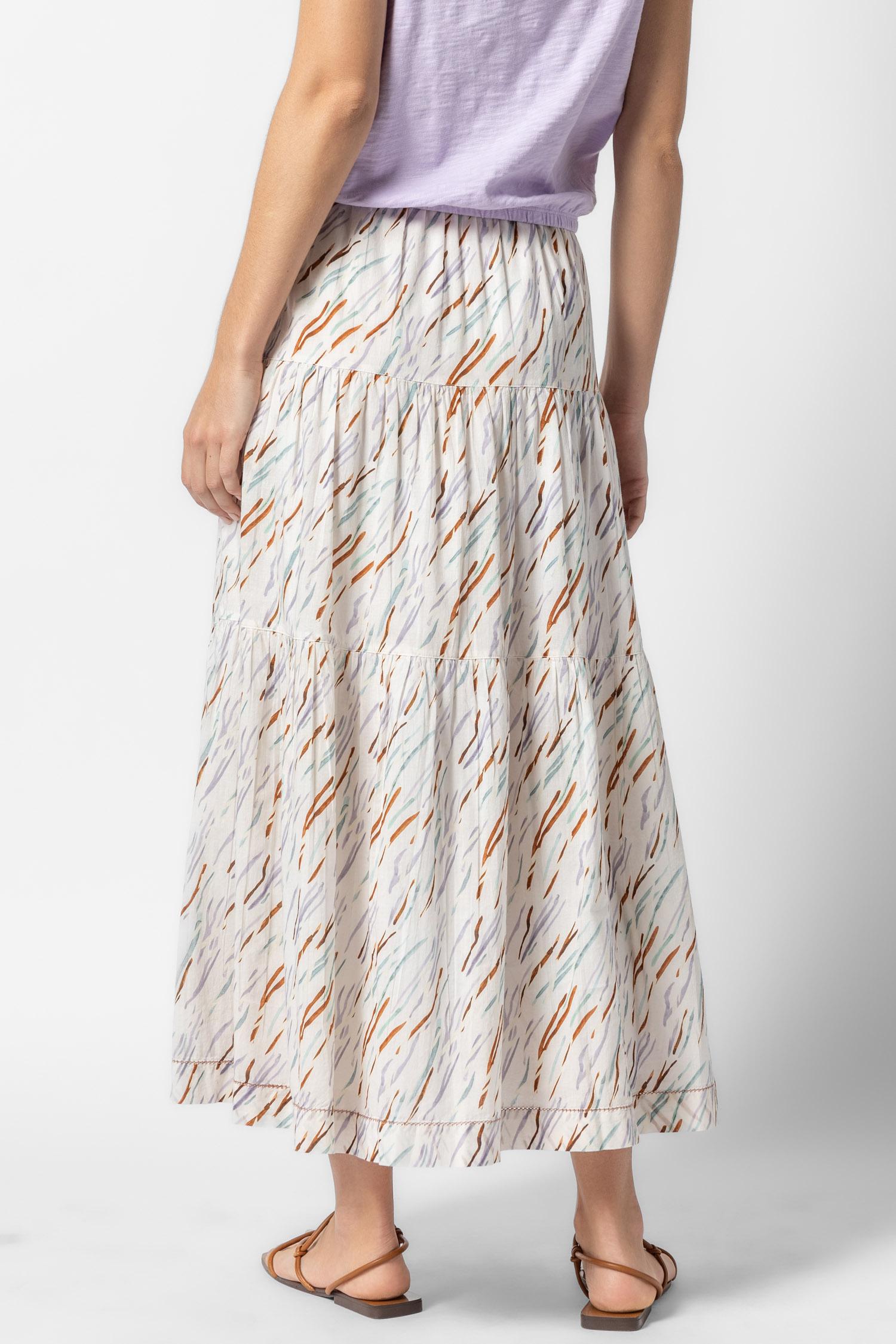 Tiered Maxi Skirt Womens Skirt Wave Print A2