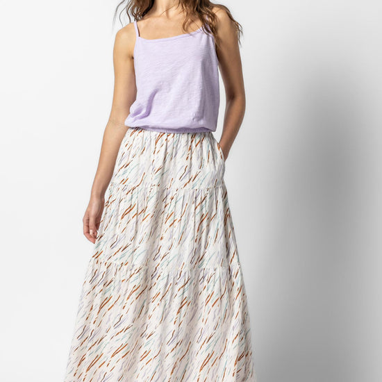 Tiered Maxi Skirt Womens Skirt Wave Print A3