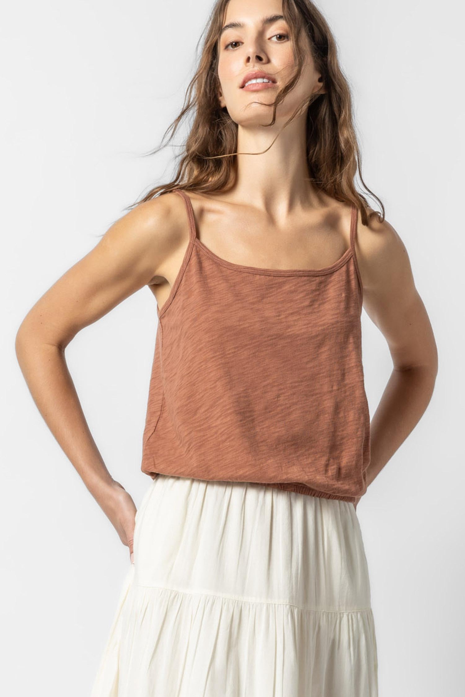 Elastic Hem Camisole Womens Top Burnt Sienna A1