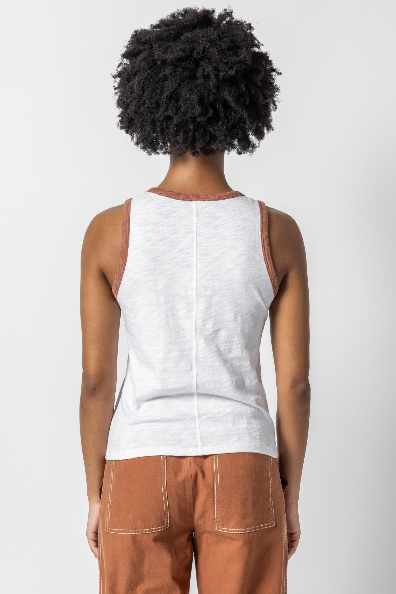 Colorblock Tank Womens Top Burnt Sienna Trim A2