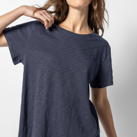 Oversized Boyfriend Tee Womens Top Navy A1