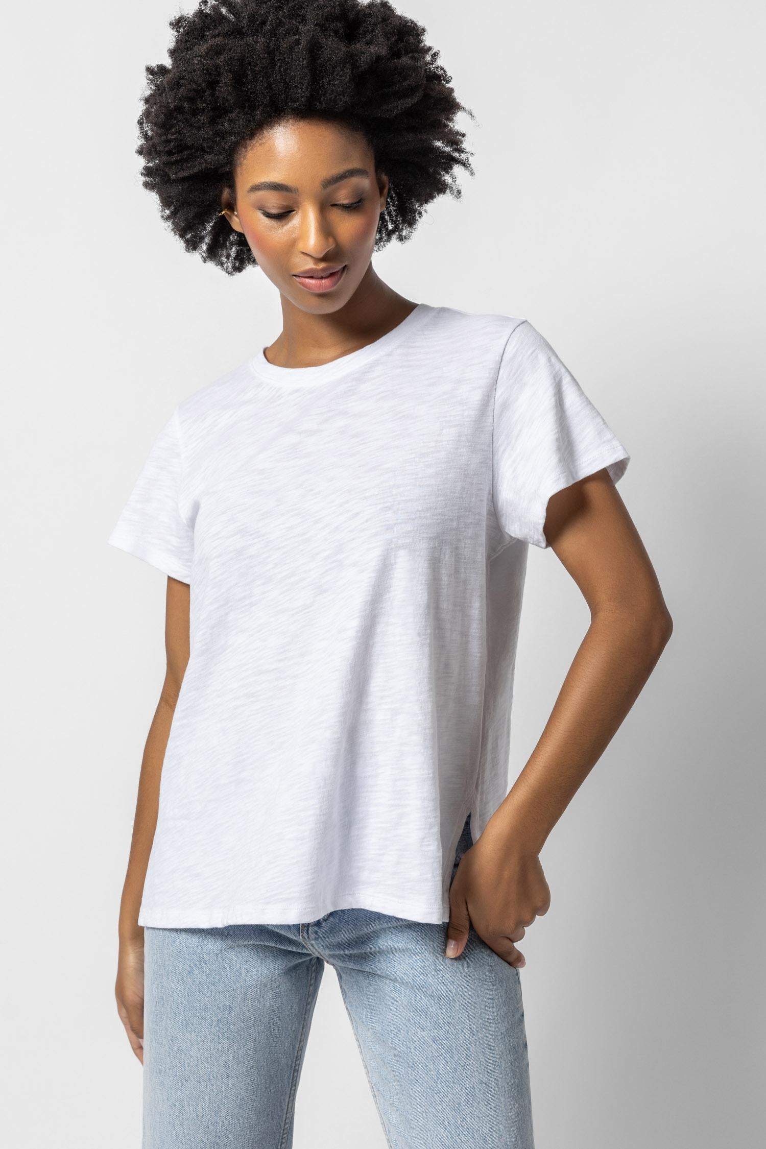 Oversized Boyfriend Tee Womens Top White A1