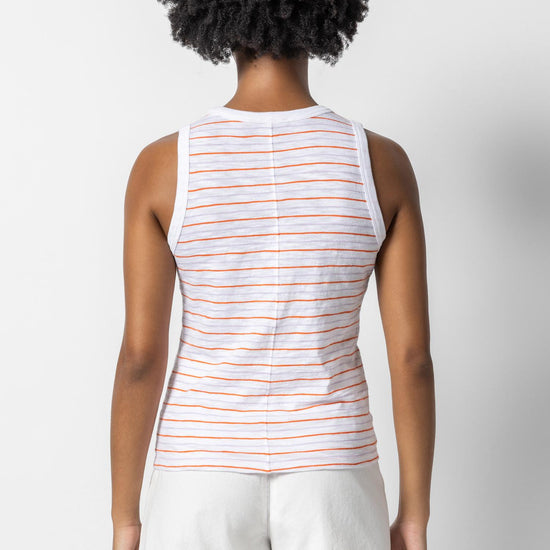 Striped Crew Tank Womens Top Tangelo / Lily A2