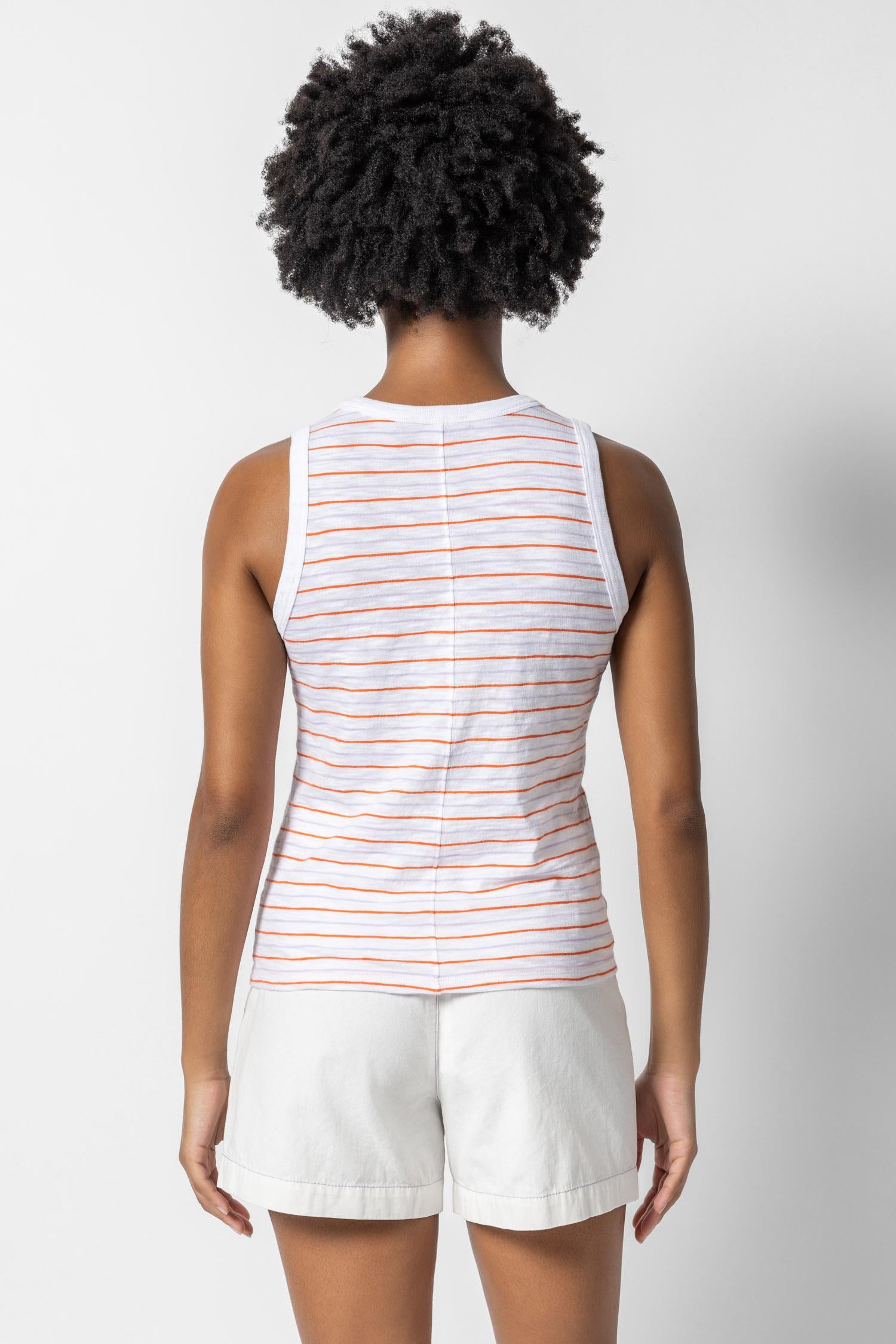 Striped Crew Tank Womens Top Tangelo / Lily A2