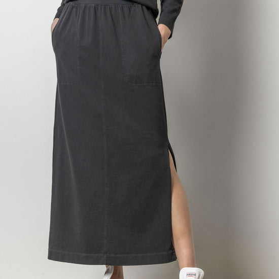 Maxi Skirt with Pockets Womens Skirt Black A1