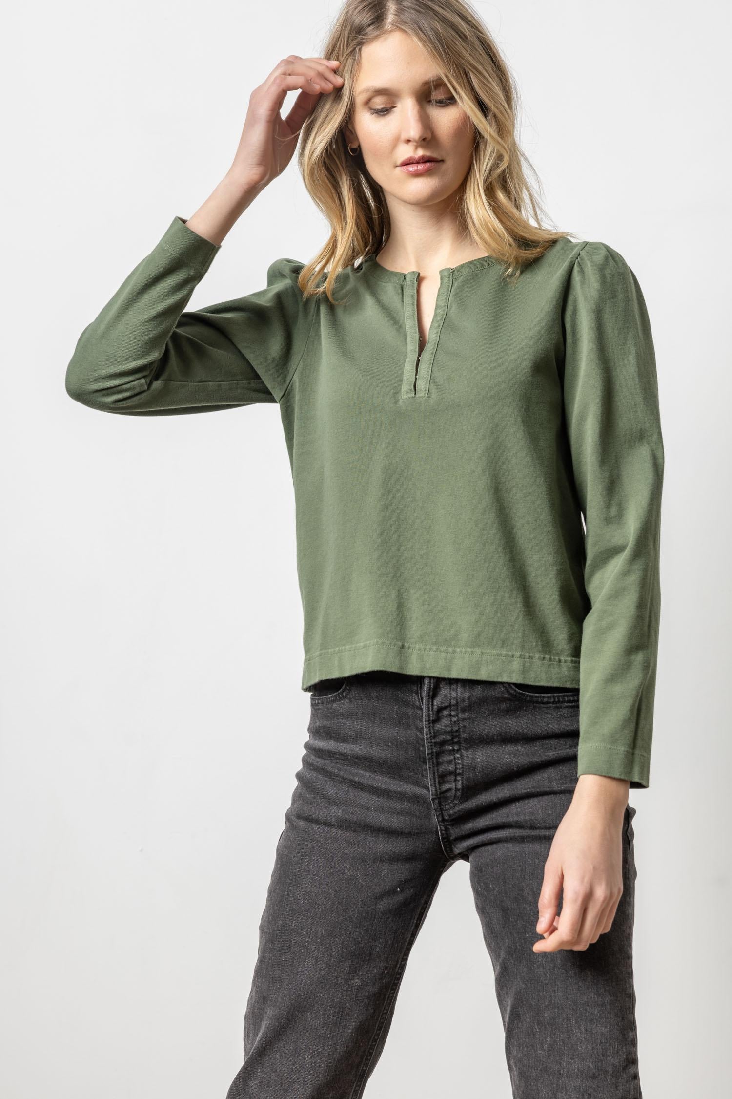 Split Neck Hook & Eye Top Womens Top Elm A1