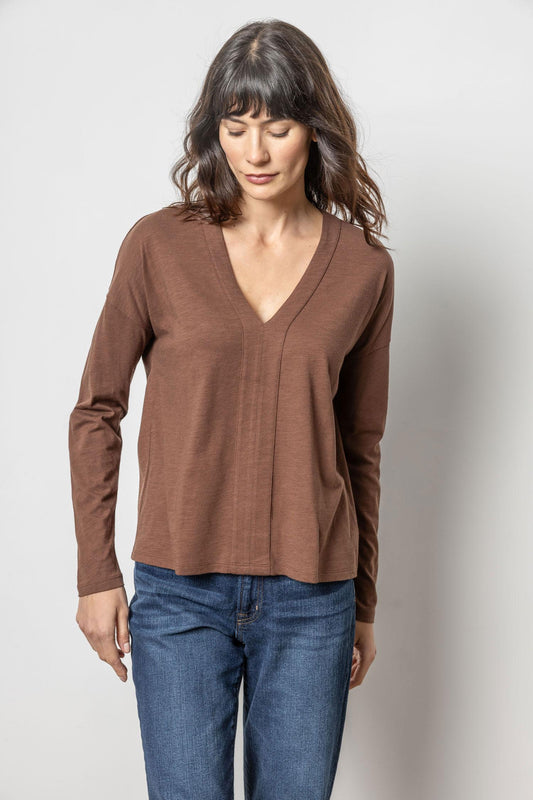 Drop Shoulder V-Neck Womens Top Java A1