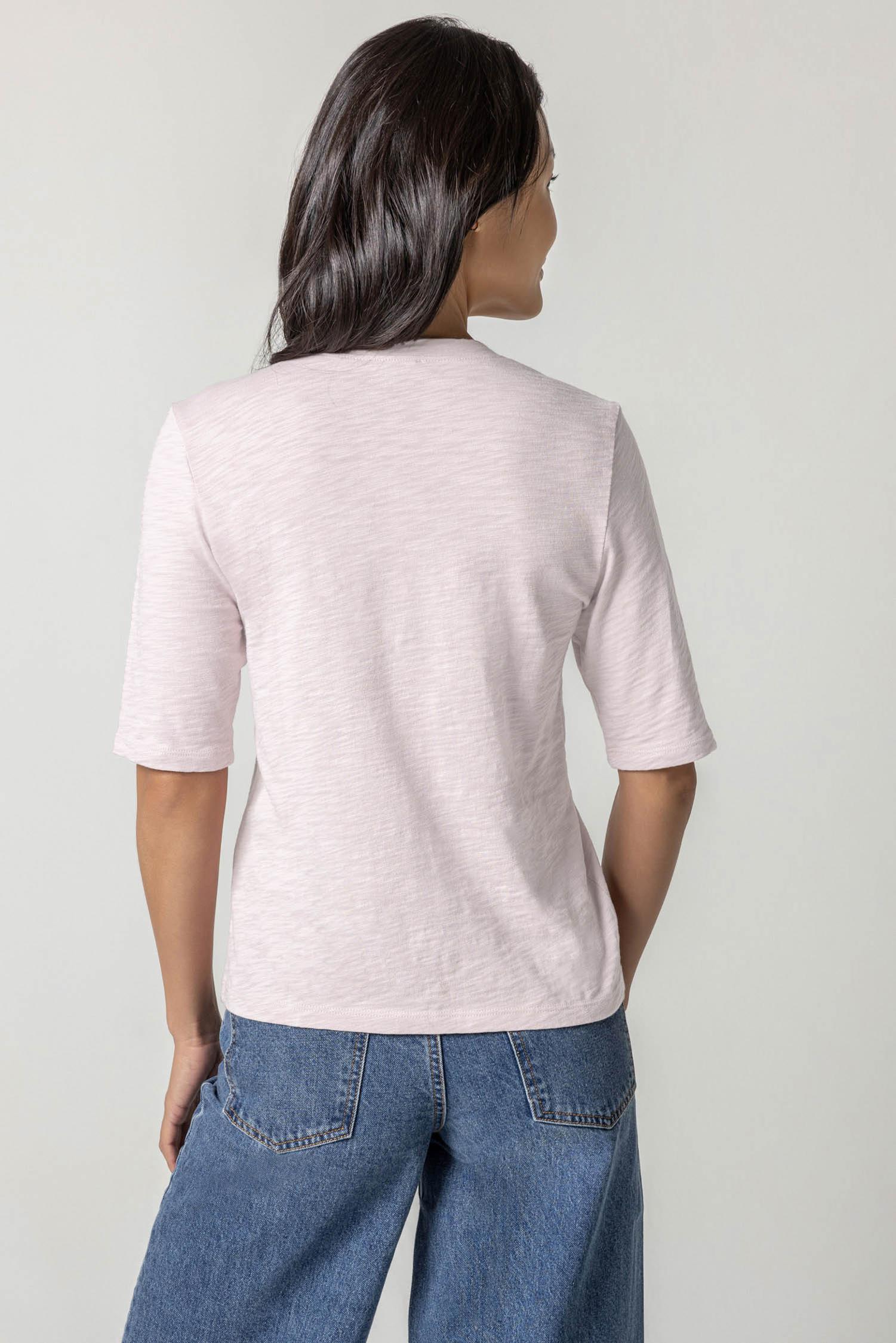 Elbow Sleeve Crewneck Womens Top Soft Orchid A2