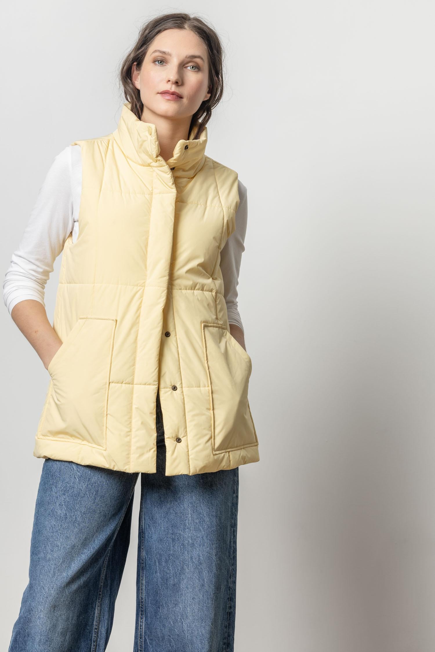 Nylon Long Vest Womens Jacket Buttercup A1