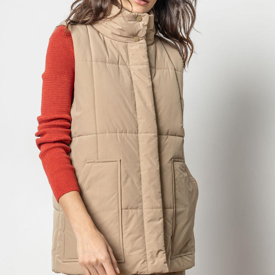 Nylon Long Vest Womens Jacket Hickory A2