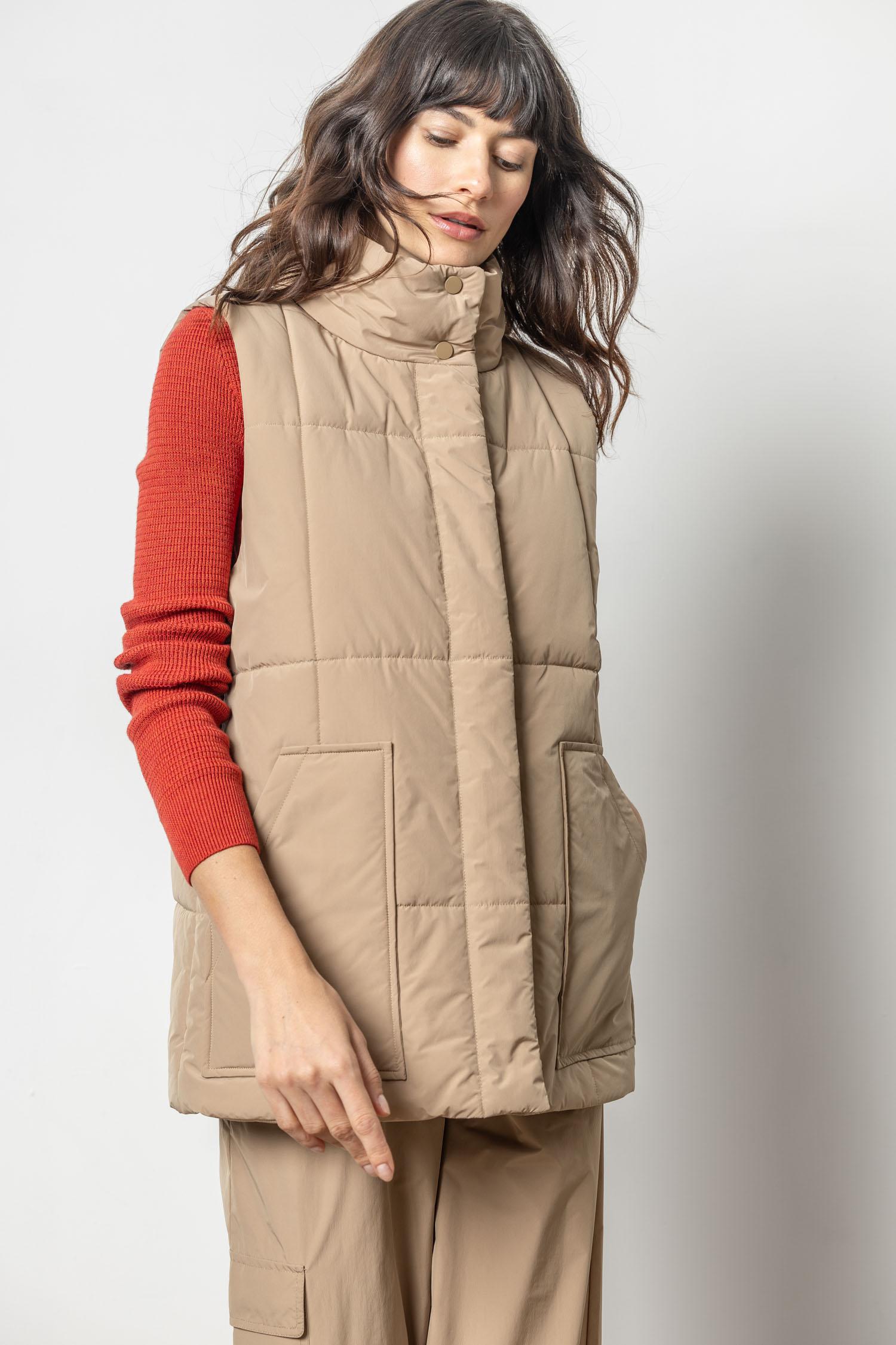 Nylon Long Vest Womens Jacket Hickory A2